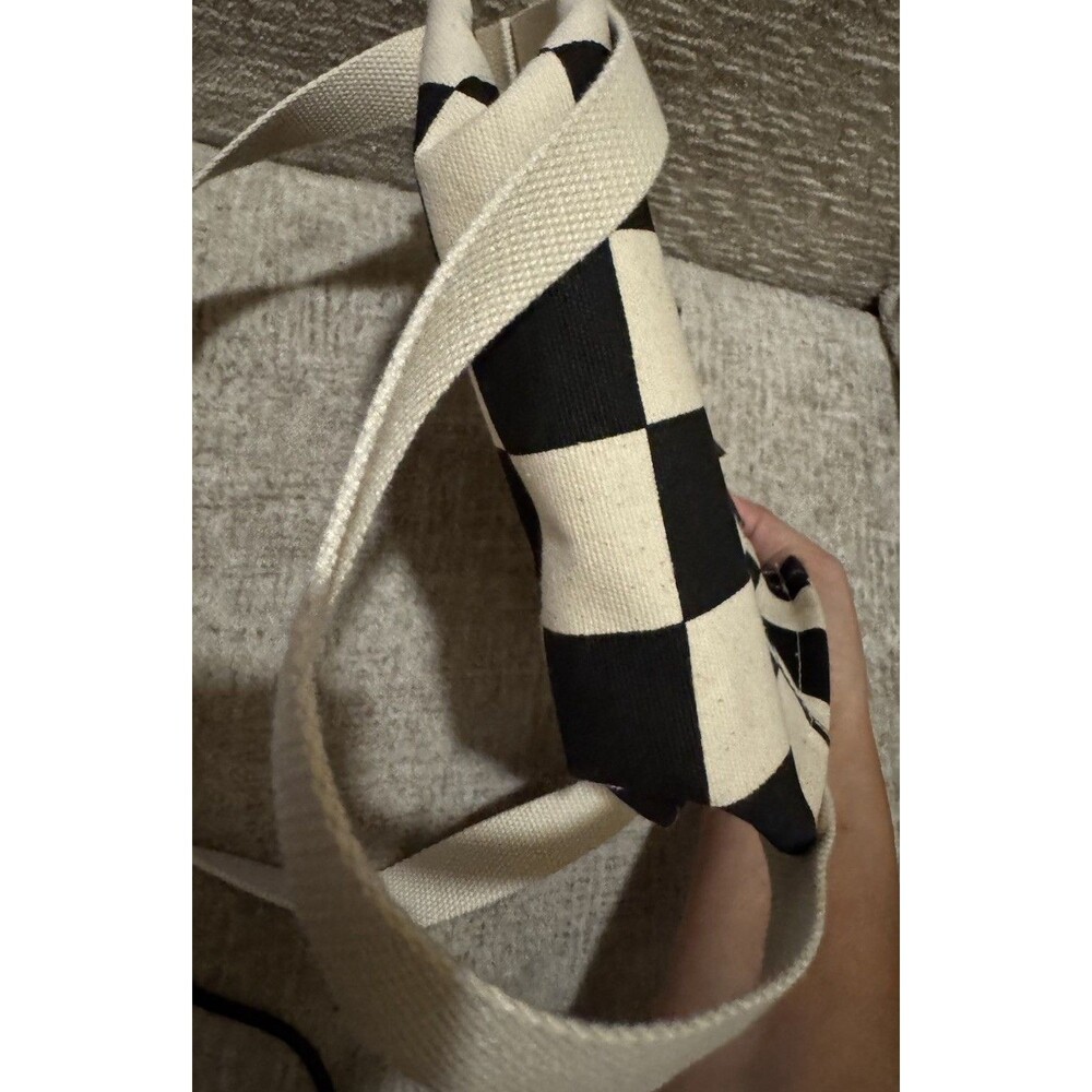 VANS Checkerboard Canvas Tote Crossbody Shoulder Black White Authentic Lil Pergs - Picture 4 of 4